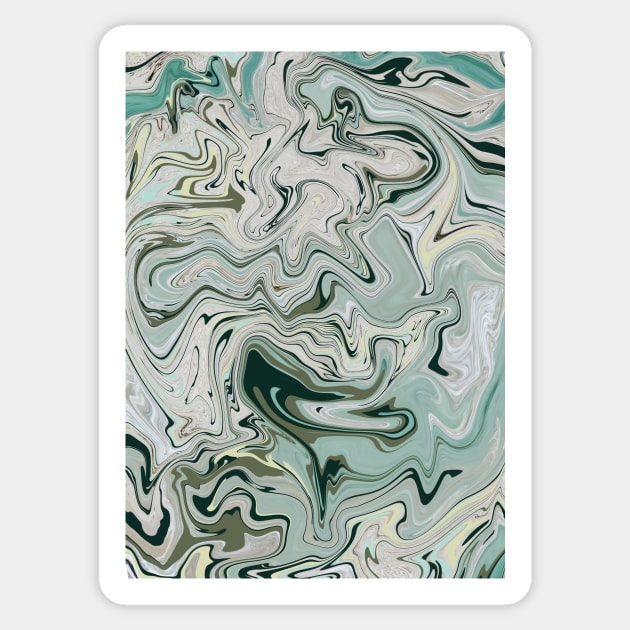 Shades of Green Marble Liquid Waves Camouflage Sticker by Mehwish